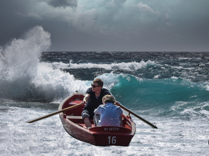 Rowing in rough seas